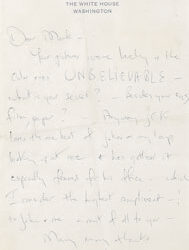 136 Jacqueline Kennedy Letter to Photographer Mark Shaw