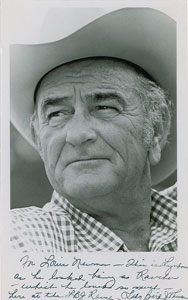 Lyndon Johnson wearing a cowboy hat