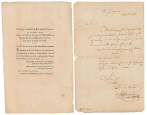 043 George Washington Pair of Documents, 1791