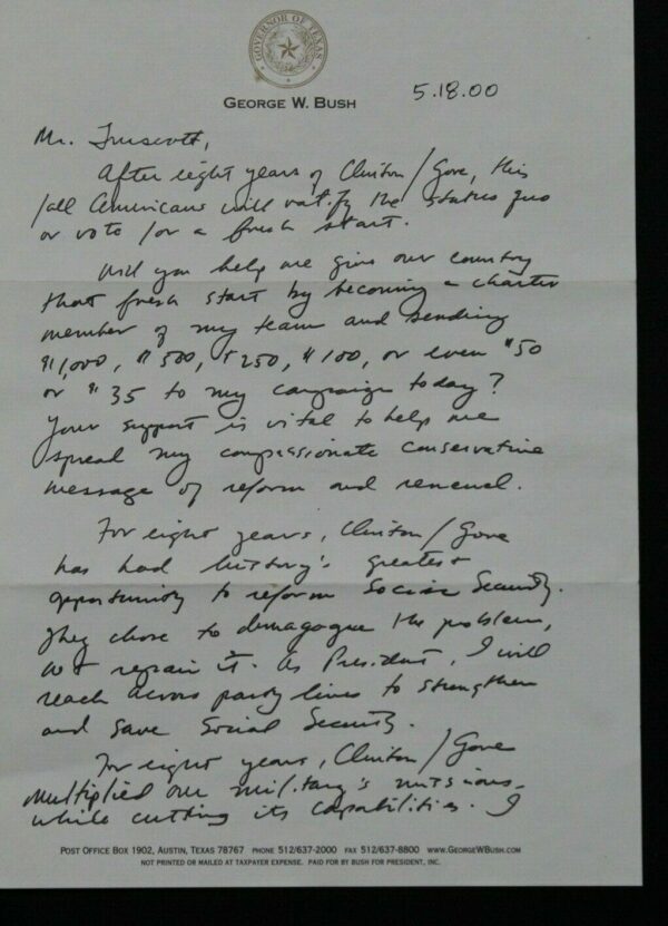 George W Bush Campaign Letter-1